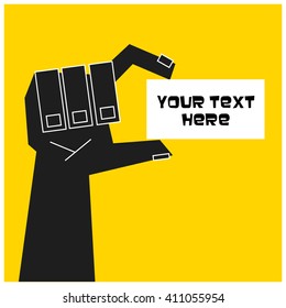 Hand Holding A Card Art (Flat Vector Text Box Illustration)