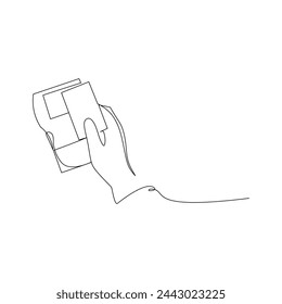Hand holding card and attaching to touchless payment machine, pos machine, edc, payment terminal. Touchless transaction concept in business and finance.
