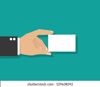 Hand holding card. Empty visiting card