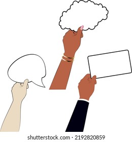 hand holding card mockup illustration cartoon set collection in vector format