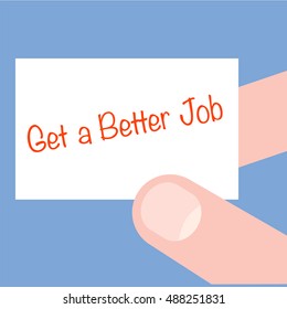 hand holding card with text jet a better job business technology internet concept vector illustration measuring background scene leader partnership meeting concept advice guidance assistance descripti