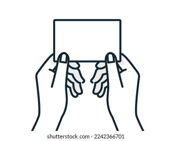 Hand, die eine Karte hält. Vektorgrafik von Hand, die eine Visitenkarte zeigt.