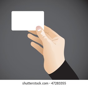 hand holding card - vector illustration
