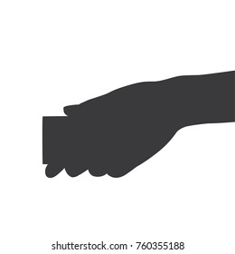Hand holding a card, vector illustration design. Hands collection.