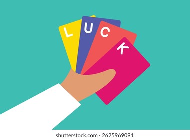 Hand holding cards that shows lucky cards illustration