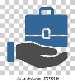 Hand Holding Case icon. Vector illustration style is flat iconic bicolor symbol, cobalt and gray colors, transparent background. Designed for web and software interfaces.