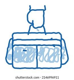 vector de icono de esbozo de caso de retención manual. Cartel de la mano de la línea de dibujo azul del doodle con el símbolo del estuche. ilustración de símbolo aislado