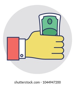 
Hand holding cash amount representing sponsor investment concept 
