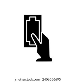 Hand holding cash money in black fill icon. Vector illustration from online payment icons collection. Editable graphic resources for many purposes.