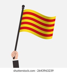 Hand Holding Catalonia Waving Flag