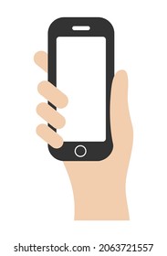 HAND HOLDING A CELL PHONE TO ADVERTISE