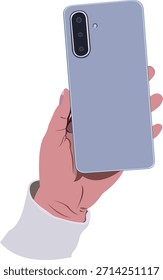 Mano que sostiene el Vector del teléfono celular para los símbolos y los propósitos relacionados.