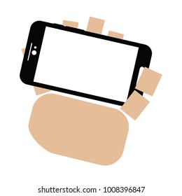 Hand holding a cellphone