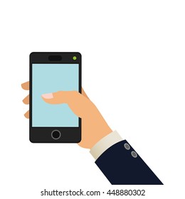 hand holding cellphone icon