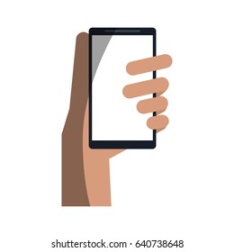 hand holding cellphone icon image 