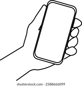 hand holding cellphone icon Minimalist Line Drawing Art