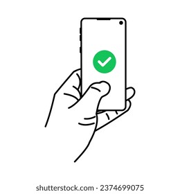 una mano con un teléfono móvil para realizar un pago mediante transferencia, pago sin contacto