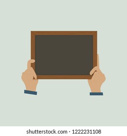 Hand holding chalkboard vector,  board vector