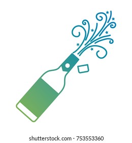 hand holding champagne bottle explosion event vector illustration