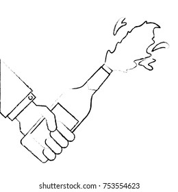 hand holding champagne bottle explosion event vector illustration