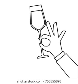 hand holding champagne glass cheers celebration vector illustration