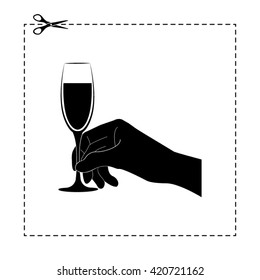 hand holding champagne glass vector icon