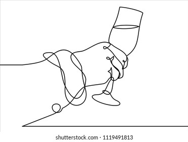 Hand holding champagne glass vector-continuous line drawing