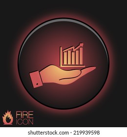 hand holding a chart diagram figure sign. business icon