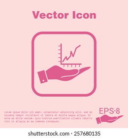 hand holding a chart diagram figure sign. business icon