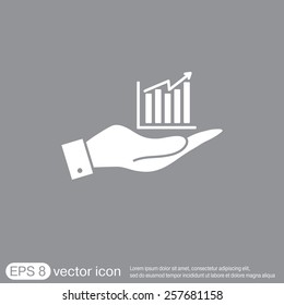 hand holding a chart diagram figure sign. business icon