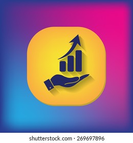 hand holding a chart diagram figure.  business icon