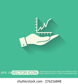 hand holding a chart diagram figure sign. business icon