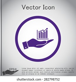 hand holding a chart diagram figure sign. business icon
