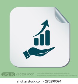 hand holding a chart diagram figure.  business icon