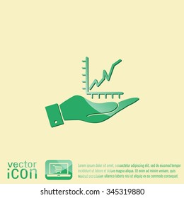 hand holding a chart diagram figure sign. business icon