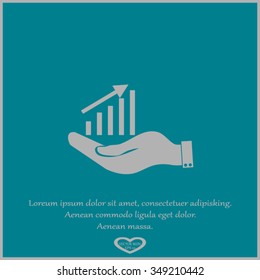 hand holding a chart diagram figure sign. business icon