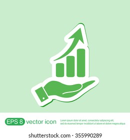 hand holding a chart diagram figure.  business icon