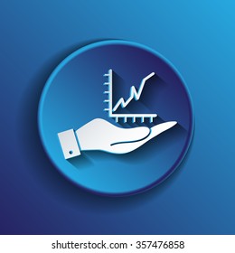 hand holding a chart diagram figure sign. business icon