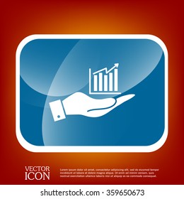 hand holding a chart diagram figure sign. business icon
