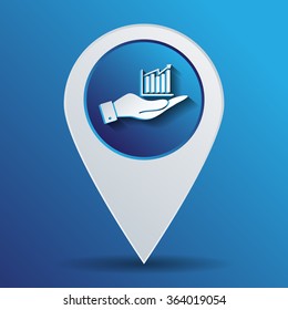 hand holding a chart diagram figure sign. business icon