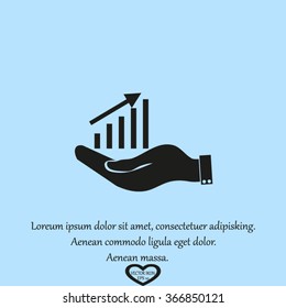 hand holding a chart diagram figure sign. business icon