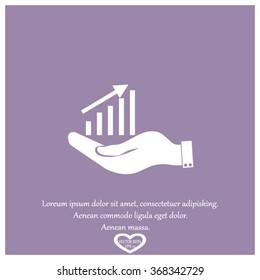 hand holding a chart diagram figure sign. business icon