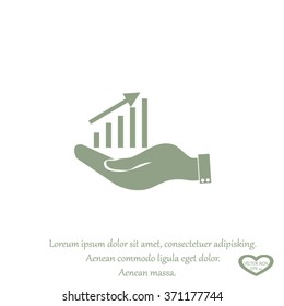 hand holding a chart diagram figure sign. business icon