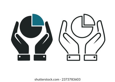 Hand holding chart ratio icon. Illustration vector