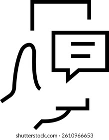 Hand holding chat bubble icon – medical advice, virtual support, healthcare communication concept vector with transparent background.