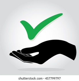 hand holding check icon symbol
