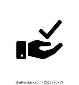 Hand Holding Check Task Support Minimal Black Icon