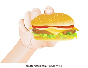 Hand Holding a Cheeseburger