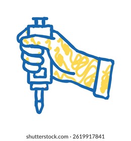 hand holding chemical tool doodle icon sketch vector. hand holding chemical tool sign. isolated symbol illustration