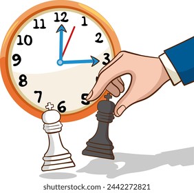 Hand holding chess figure, Business strategy concept design vector illustration